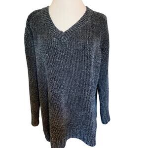 Orvis chenille sweater black/gray size xl women's.
